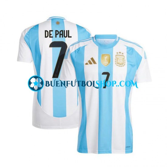 Camiseta de Fútbol Argentina De Paul 7 Copa America 2024 Primera Equipación Manga Corta Hombre