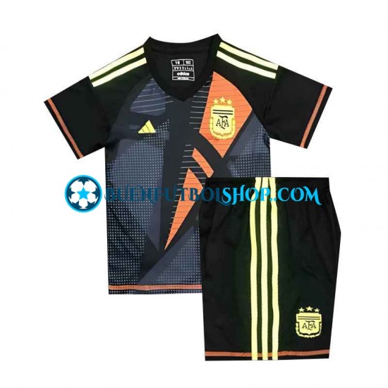 Camiseta de Fútbol Argentina Portero Euro 2024 Primera Equipación Negro Manga Corta Niño