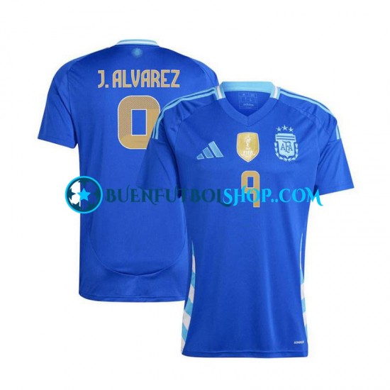 Camiseta de Fútbol Argentina Julian Alvarez 9 Copa America 2024 Segunda Equipación Manga Corta Hombre