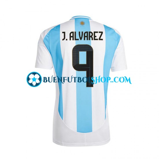 Camiseta de Fútbol Argentina Julian Alvarez 9 Copa America 2024 Primera Equipación Manga Corta Hombre