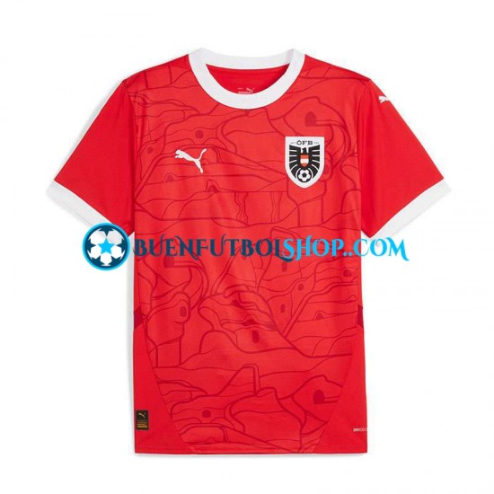 Camiseta de Fútbol Austria Euro 2024 Primera Equipación Rojo Manga Corta Hombre