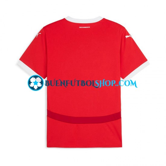 Camiseta de Fútbol Austria Euro 2024 Primera Equipación Rojo Manga Corta Hombre