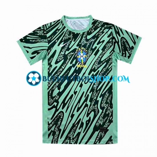 Camiseta de Fútbol Brasil Portero Copa America 2024 Tercera Equipación Verde Manga Corta Hombre