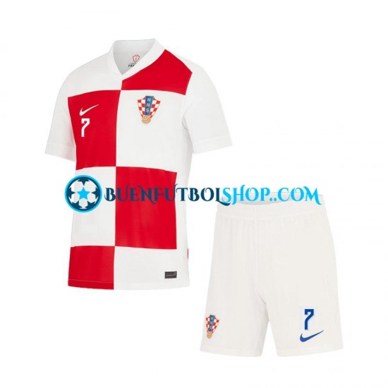 Camiseta de Fútbol Croacia Lovro Majer 7 Euro 2024 Primera Equipación Manga Corta Niño