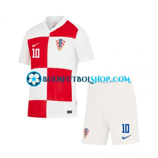 Camiseta de Fútbol Croacia Luca Modric 10 Euro 2024 Primera Equipación Manga Corta Niño