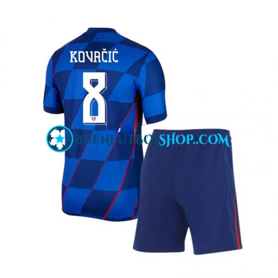 Camiseta de Fútbol Croacia Mateo Kovacic 8 Euro 2024 Segunda Equipación Manga Corta Niño