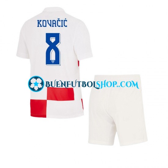 Camiseta de Fútbol Croacia Mateo Kovacic 8 Euro 2024 Primera Equipación Manga Corta Niño