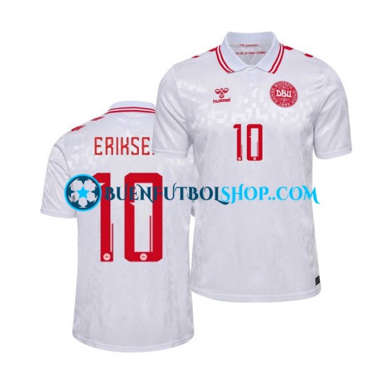 Camiseta de Fútbol Dinamarca Eriksen 10 Euro 2024 Segunda Equipación Manga Corta Hombre