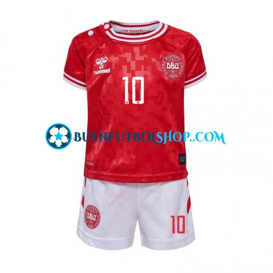 Camiseta de Fútbol Dinamarca Eriksen 10 Euro 2024 Primera Equipación Manga Corta Niño