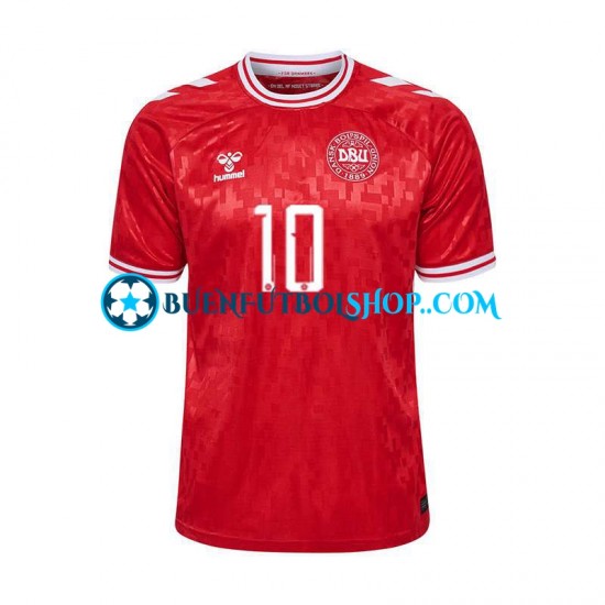 Camiseta de Fútbol Dinamarca Eriksen 10 Euro 2024 Primera Equipación Manga Corta Hombre