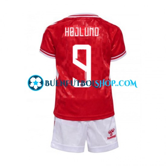 Camiseta de Fútbol Dinamarca Hojlund 9 Euro 2024 Primera Equipación Manga Corta Niño