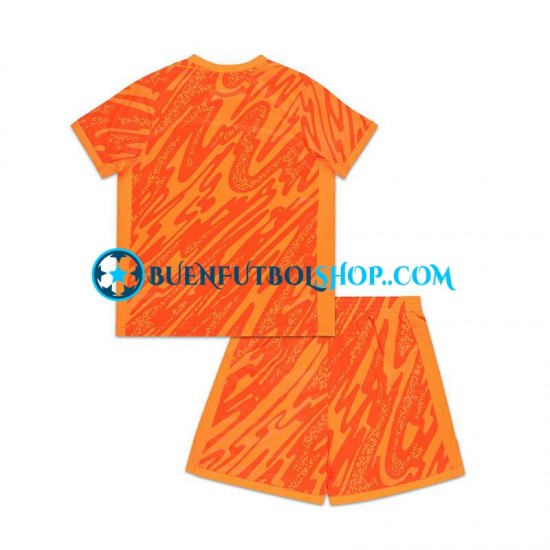 Camiseta de Fútbol Inglaterra Portero Euro 2024 Primera Equipación Naranja Manga Corta Niño