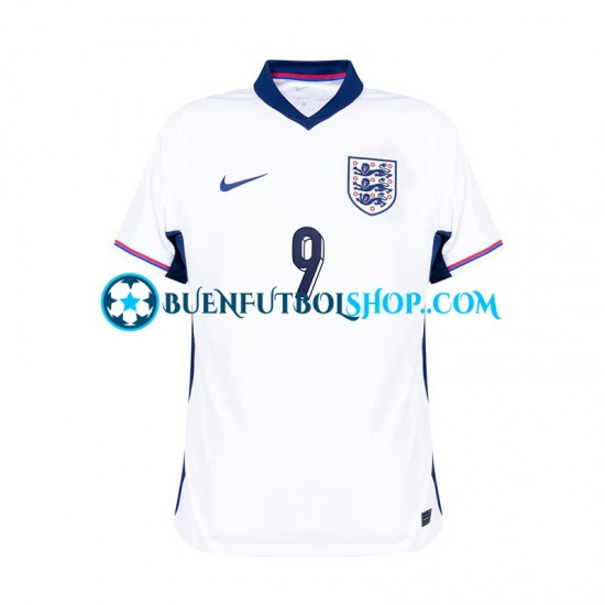 Camiseta de Fútbol Inglaterra Harry Kane 9 Euro 2024 Primera Equipación Blanco Manga Corta Hombre