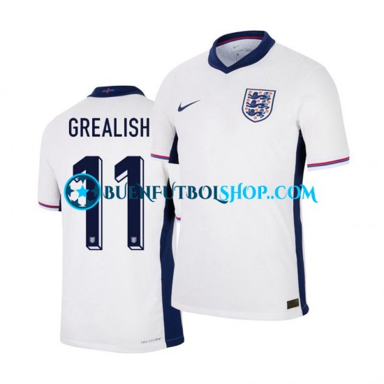 Camiseta de Fútbol Inglaterra Jack Grealish 11 Euro 2024 Primera Equipación Manga Corta Hombre