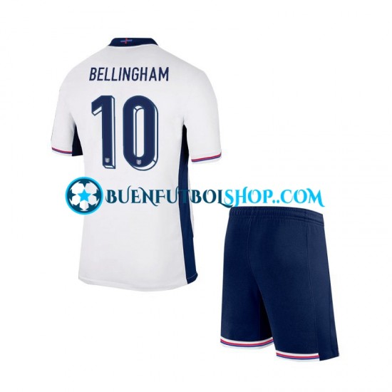 Camiseta de Fútbol Inglaterra Jude Bellingham 10 Euro 2024 Primera Equipación Manga Corta Niño