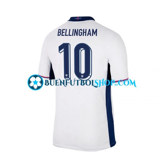 Camiseta de Fútbol Inglaterra Jude Bellingham 10 Euro 2024 Primera Equipación Blanco Manga Corta Hombre