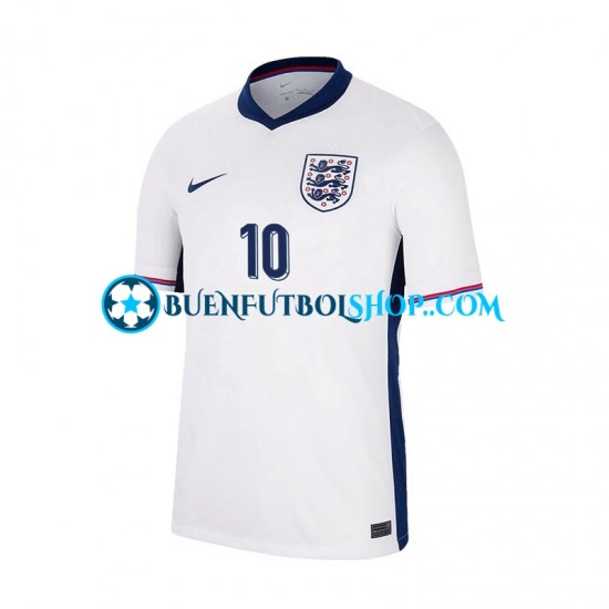 Camiseta de Fútbol Inglaterra Jude Bellingham 10 Euro 2024 Primera Equipación Blanco Manga Corta Hombre