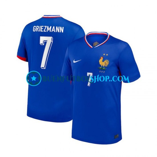 Camiseta de Fútbol Francia Antoine Griezmann 7 Euro 2024 Primera Equipación Azul Manga Corta Hombre