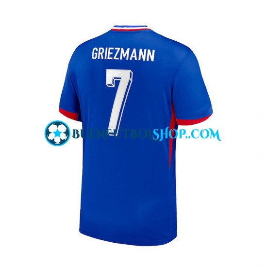 Camiseta de Fútbol Francia Antoine Griezmann 7 Euro 2024 Primera Equipación Azul Manga Corta Hombre