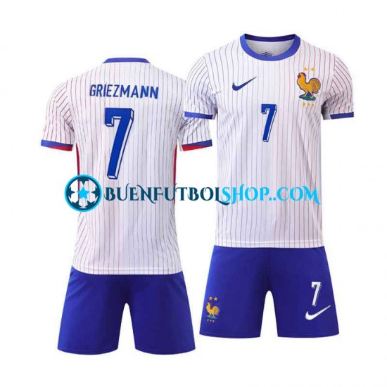 Camiseta de Fútbol Francia Antoine Griezmann 7 Euro 2024 Segunda Equipación Manga Corta Niño