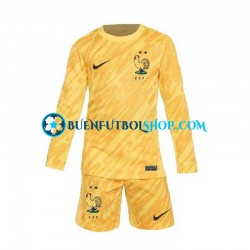 Camiseta de Fútbol Francia Portero Euro 2024 Primera Equipación Amarillo Manga Larga Niño