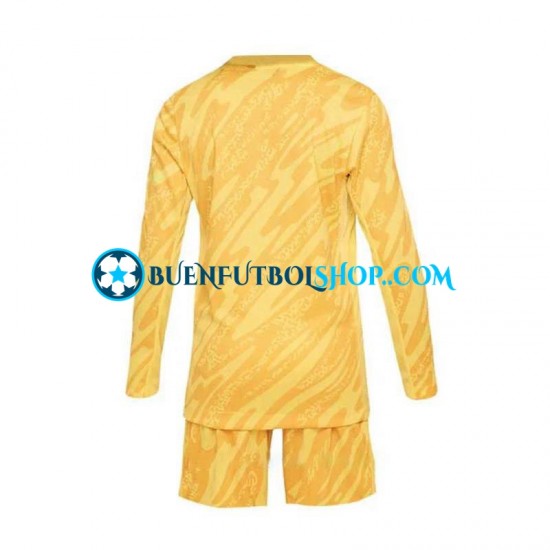 Camiseta de Fútbol Francia Portero Euro 2024 Primera Equipación Amarillo Manga Larga Niño