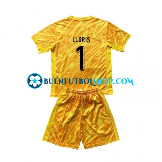 Camiseta de Fútbol Francia Portero Hugo Lloris 1 Euro 2024 Primera Equipación Amarillo Manga Corta Niño