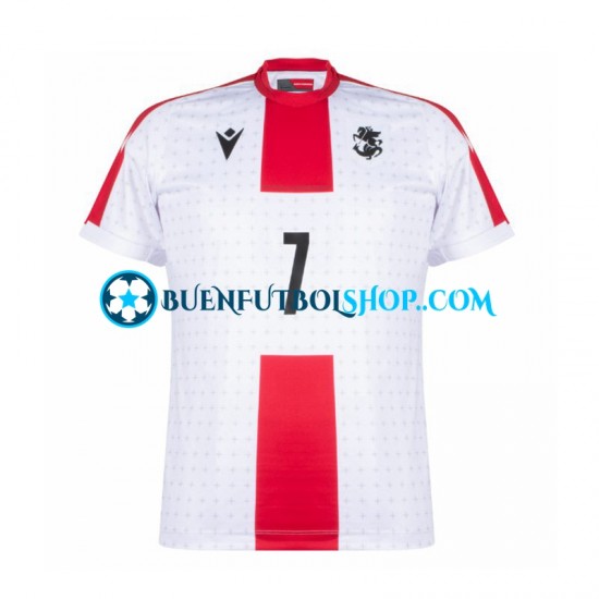 Camiseta de Fútbol Georgia Kvaratskhelia 7 Euro 2024 Primera Equipación Manga Corta Hombre