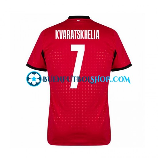 Camiseta de Fútbol Georgia Kvaratskhelia 7 Euro 2024 Tercera Equipación Manga Corta Hombre