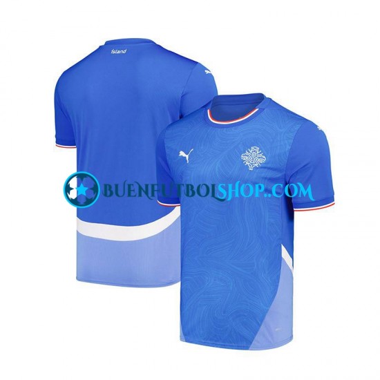 Camiseta de Fútbol Islandia 2024 Primera Equipación Azul Manga Corta Hombre