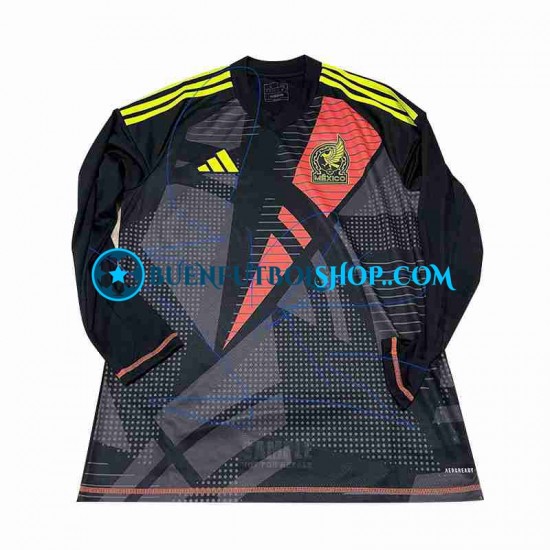 Camiseta de Fútbol México Portero Copa America 2024 Primera Equipación Negro Manga Larga Hombre