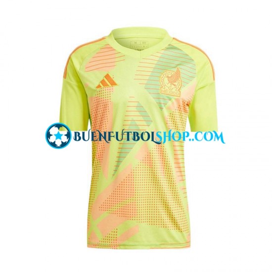 Camiseta de Fútbol México Portero Euro 2024 Segunda Equipación Amarillo Manga Corta Hombre