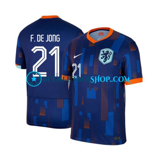 Camiseta de Fútbol Países Bajos Frenkie de Jong 21 Euro 2024 Segunda Equipación Manga Corta Hombre