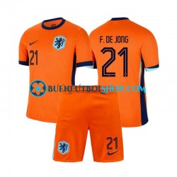 Camiseta de Fútbol Países Bajos Frenkie de Jong 21 Euro 2024 Primera Equipación Manga Corta Niño