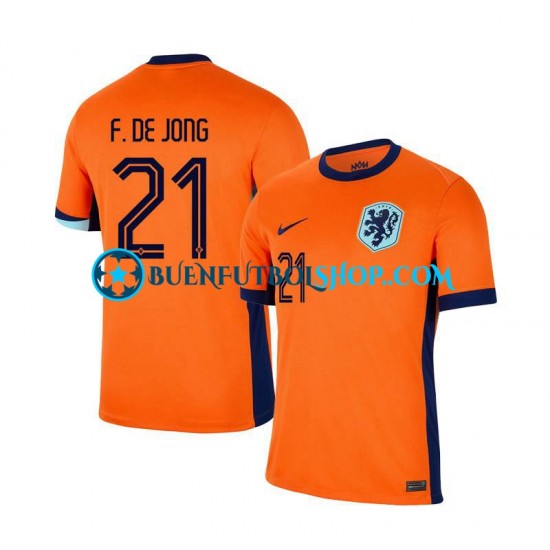 Camiseta de Fútbol Países Bajos Frenkie de Jong 21 Euro 2024 Primera Equipación Manga Corta Hombre