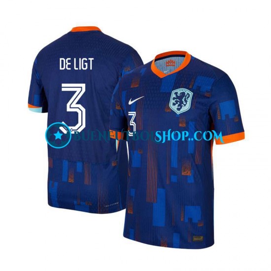 Camiseta de Fútbol Países Bajos Matthijs de Ligt 3 Euro 2024 Segunda Equipación Manga Corta Hombre