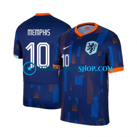 Camiseta de Fútbol Países Bajos Memphis Depay 10 Euro 2024 Segunda Equipación Manga Corta Hombre