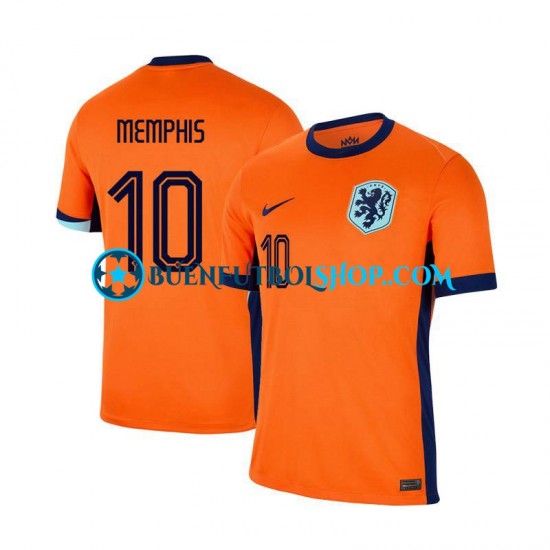 Camiseta de Fútbol Países Bajos Memphis Depay 10 Euro 2024 Primera Equipación Manga Corta Hombre