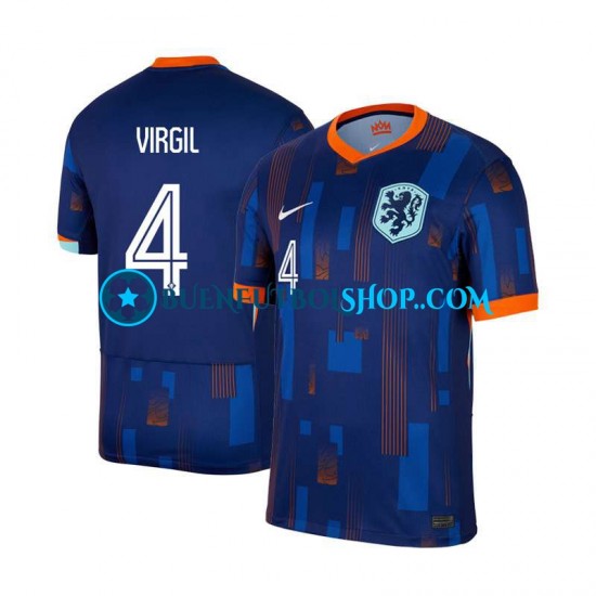 Camiseta de Fútbol Países Bajos Virgil van Dijk 4 Euro 2024 Segunda Equipación Manga Corta Hombre