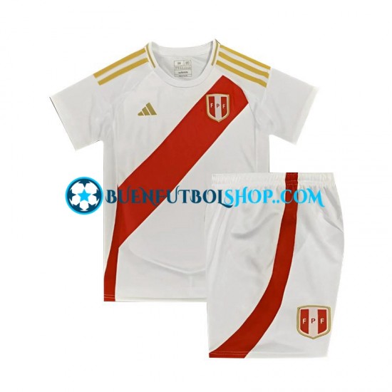 Camiseta de Fútbol Perú Copa America 2024 Primera Equipación Blanco Manga Corta Niño