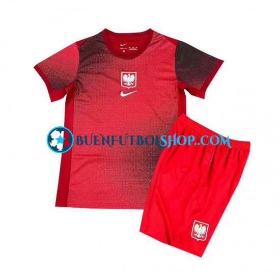 Camiseta de Fútbol Polonia Euro 2024 Segunda Equipación Manga Corta Niño