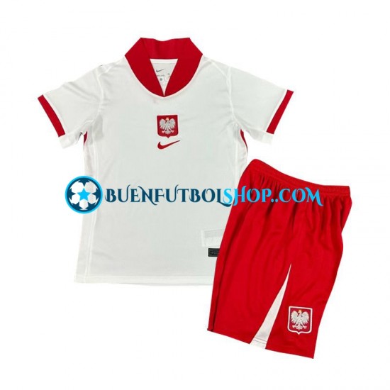 Camiseta de Fútbol Polonia Euro 2024 Primera Equipación Manga Corta Niño