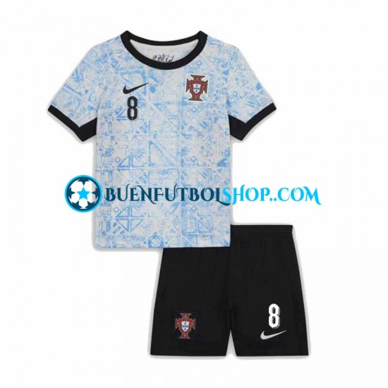 Camiseta de Fútbol Portugal Bruno Fernandes 8 Euro 2024 Segunda Equipación Manga Corta Niño