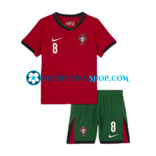 Camiseta de Fútbol Portugal Bruno Fernandes 8 Euro 2024 Primera Equipación Manga Corta Niño