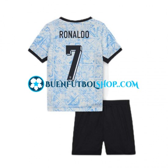 Camiseta de Fútbol Portugal Cristiano Ronaldo 7 Euro 2024 Segunda Equipación Manga Corta Niño