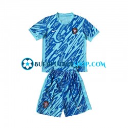 Camiseta de Fútbol Portugal Portero Euro 2024 Tercera Equipación Azul Manga Corta Niño