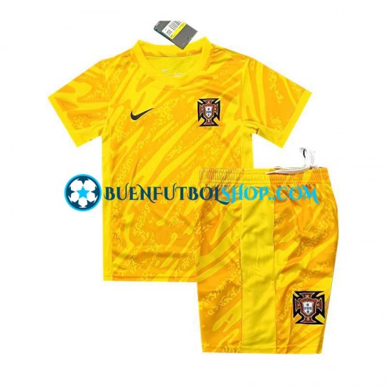 Camiseta de Fútbol Portugal Portero Euro 2024 Primera Equipación Amarillo Manga Corta Niño