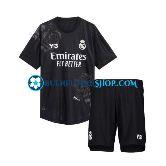 Camiseta de Fútbol Real Madrid Portero Y3 2023-2024 Cuarta Equipación Negro Manga Corta Niño