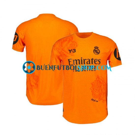 Camiseta de Fútbol Real Madrid Portero Y3 2023-2024 Tercera Equipación Naranja Manga Corta Hombre Niño