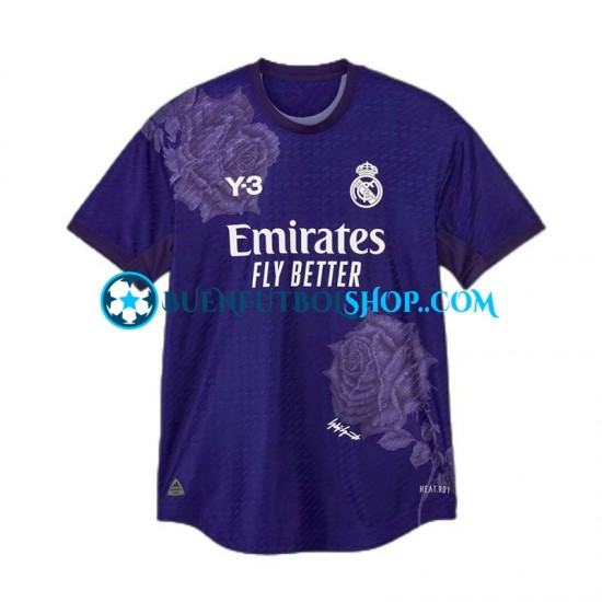 Camiseta de Fútbol Real Madrid Vinicius Junior 7 Y-3 2023-2024 Cuarta Equipación Púrpura Manga Corta Hombre